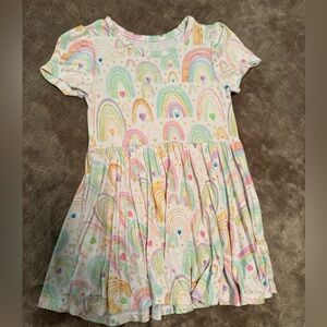 Bamboo Pastel Rainbow Short Sleeve twirl Dress 2T